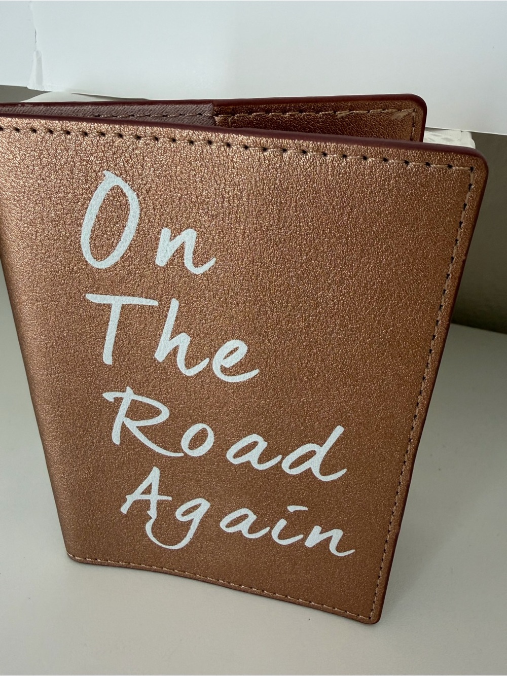 Travel Passport Cover - Metallic Copper "On The Road Again"